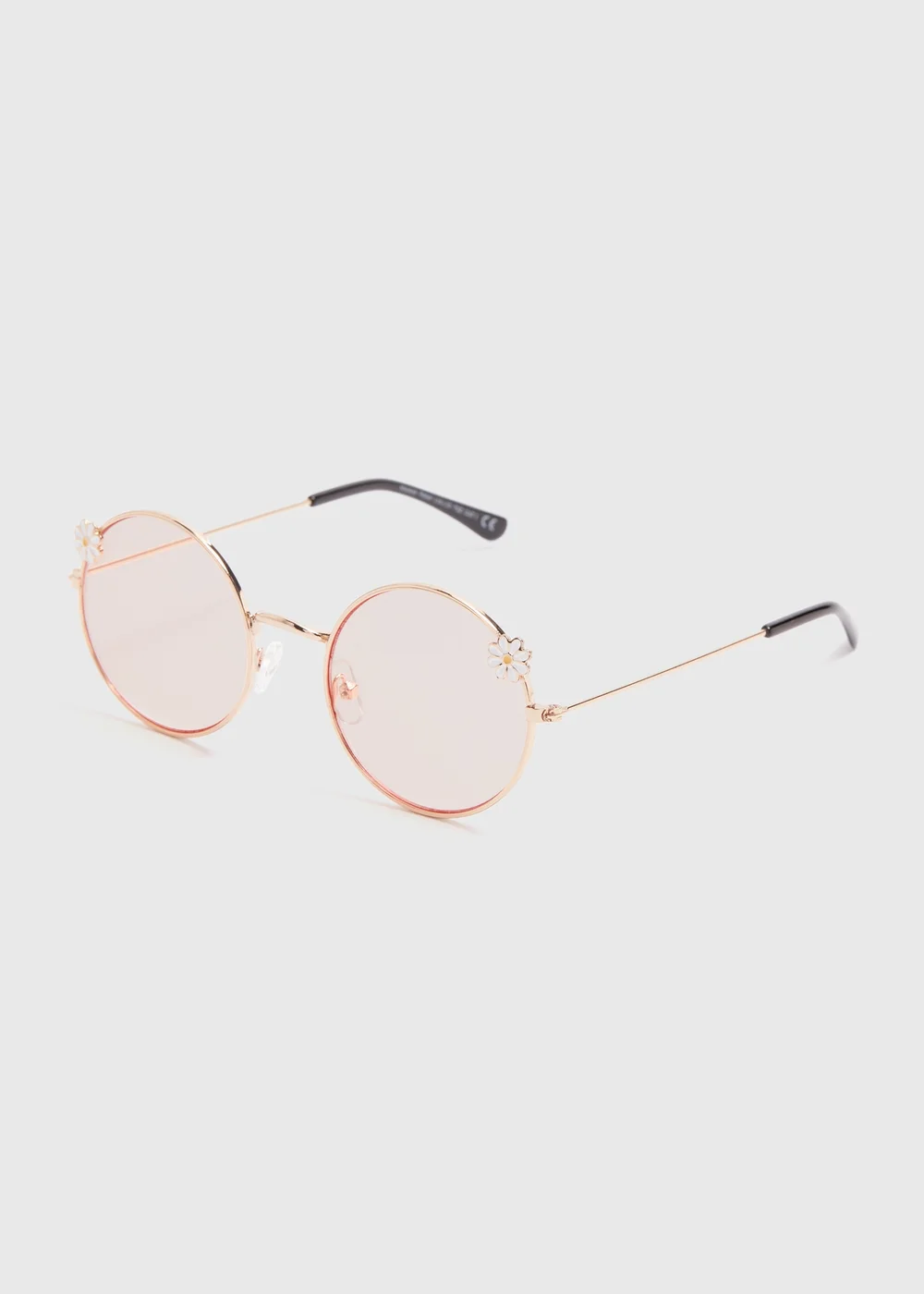 Girls Pink Daisy Round Metal Sunglasses (3+yrs) - One Size Image 1