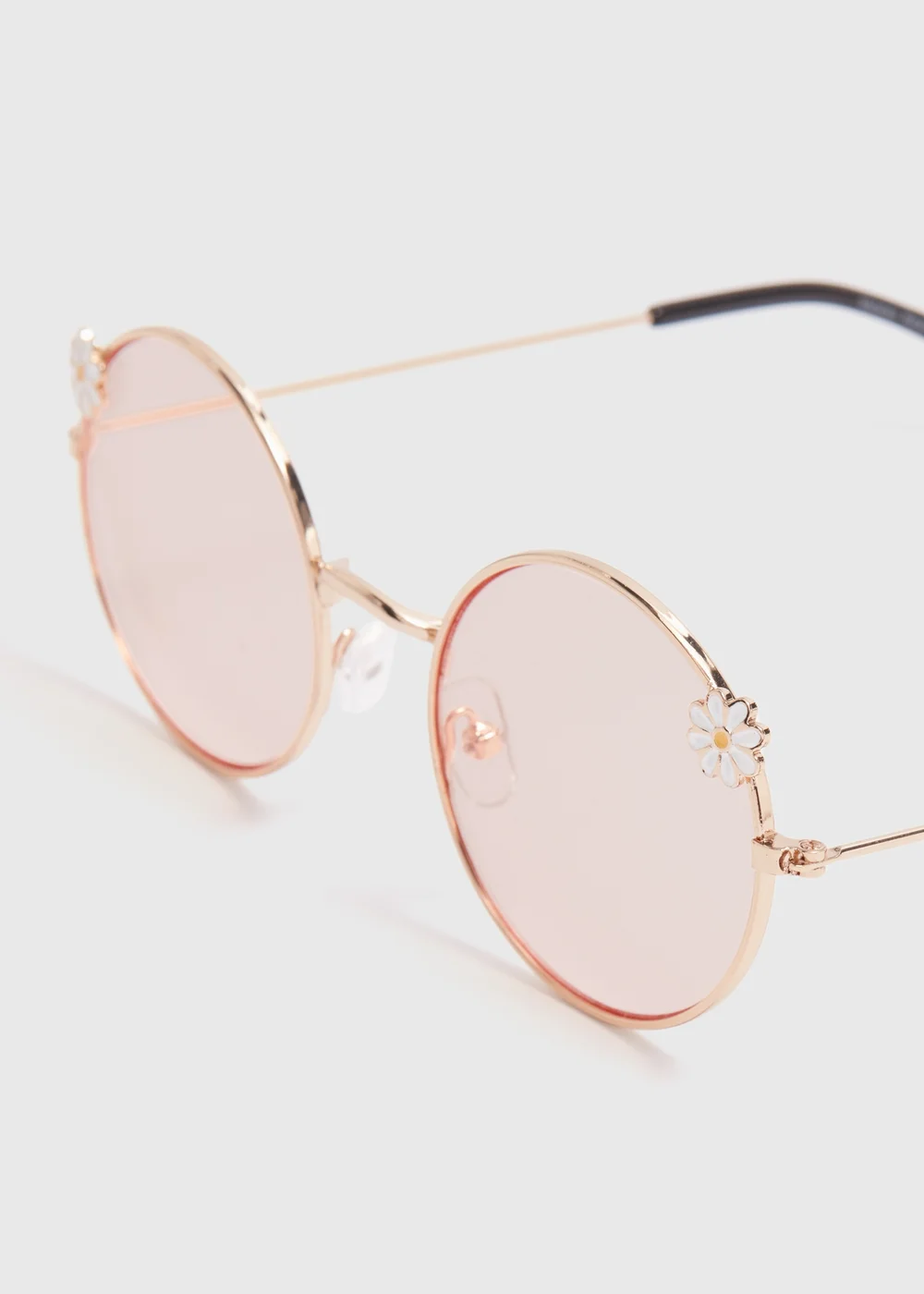 Girls Pink Daisy Round Metal Sunglasses (3+yrs) - One Size Image 2