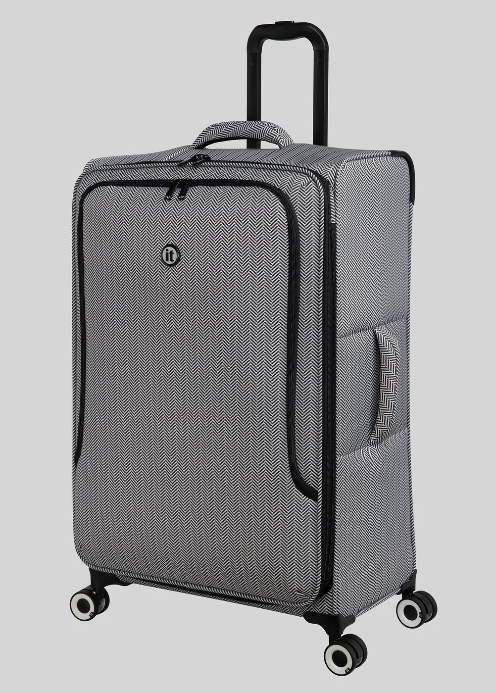 IT Luggage Black & White Trulite Herringbone Suitcase - Cabin Image 3