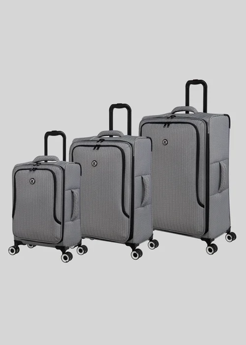 IT Luggage Black & White Trulite Herringbone Suitcase - Cabin Image 1