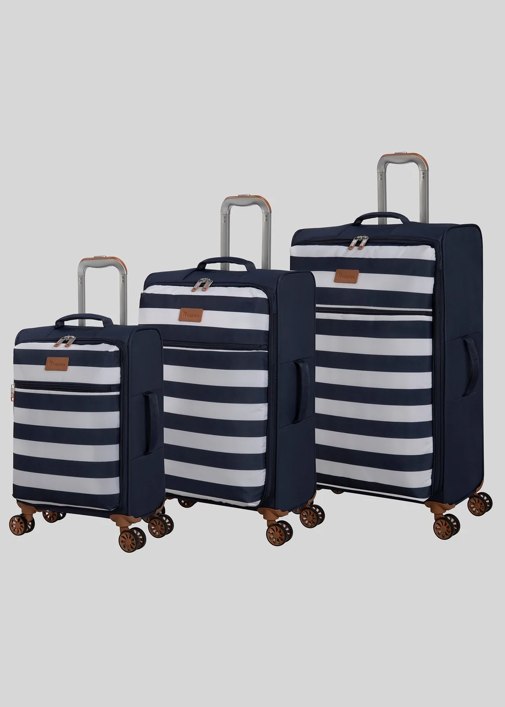 IT Luggage Navy Stripe Trulite Suitcase - Cabin Image 1