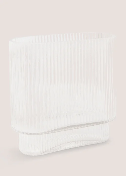 Rectangle Ribbed Glass Vase Image 1