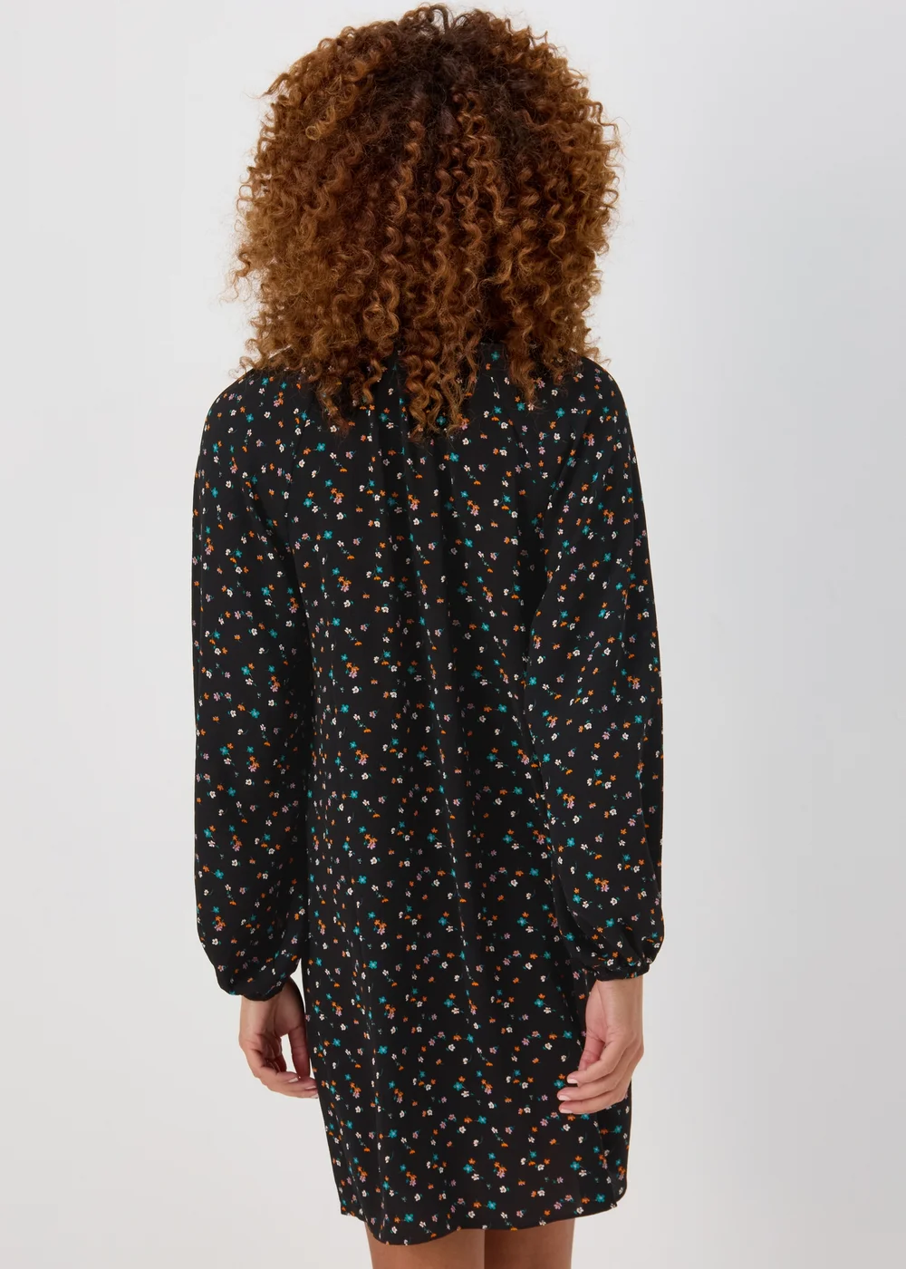 Multicoloured Floral Print Shirred Bubble Mini Dress - 8 Image 2