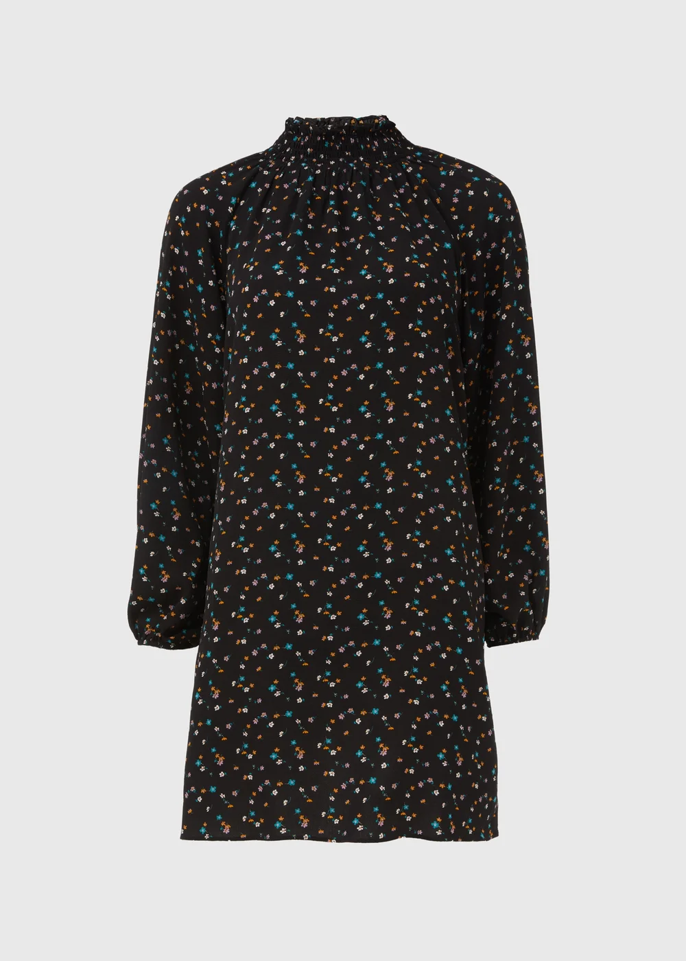Multicoloured Floral Print Shirred Bubble Mini Dress - 8 Image 5