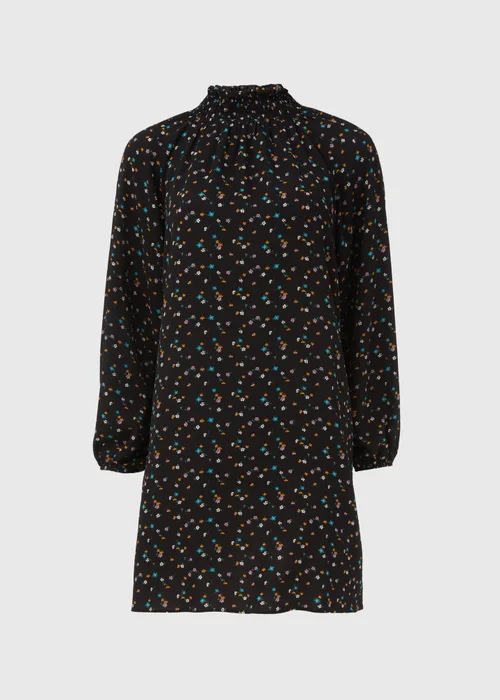 Multicoloured Floral Print Shirred Bubble Mini Dress - 8 Image 5