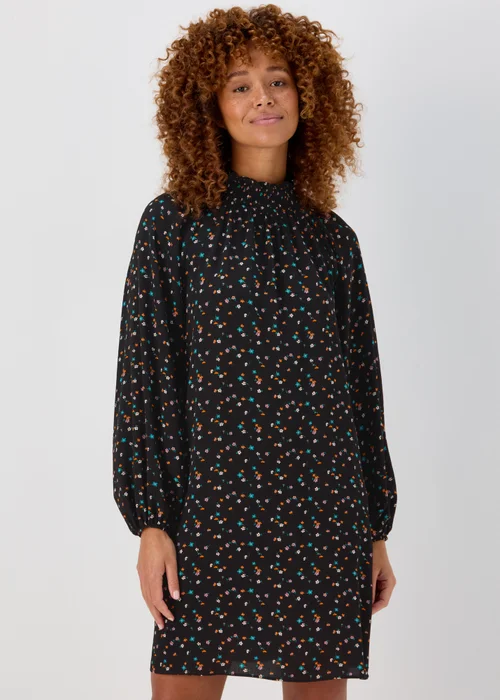 Multicoloured Floral Print Shirred Bubble Mini Dress - 8 Image 1