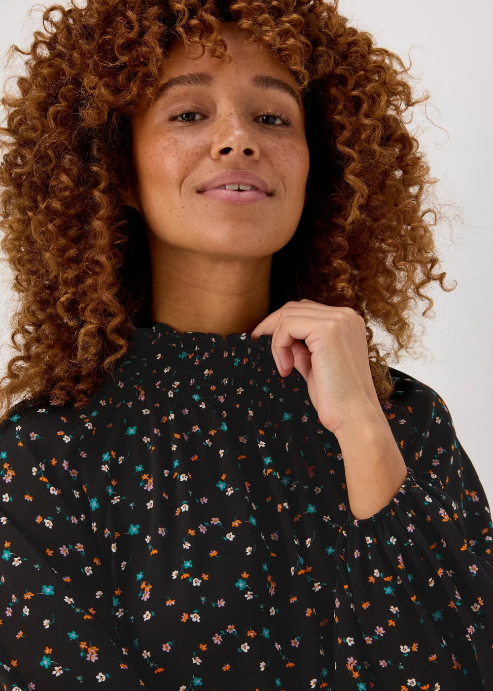 Multicoloured Floral Print Shirred Bubble Mini Dress - 8 Image 3
