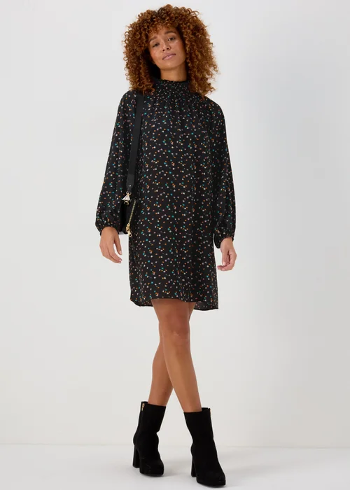 Multicoloured Floral Print Shirred Bubble Mini Dress - 8 Image 4