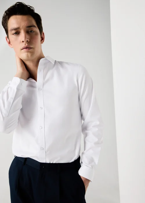 Taylor & Wright White Textured Regular Fit Shirt - S Image 1