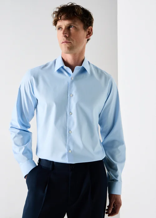 Taylor & Wright Blue Textured Regular Fit Shirt - S Image 1