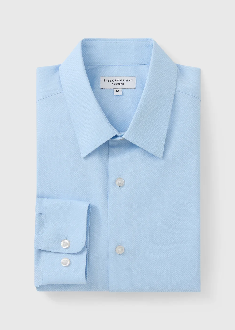 Taylor & Wright Blue Textured Regular Fit Shirt - S Image 5