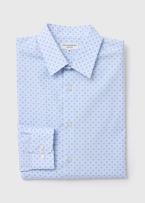 Taylor & Wright Blue Geo Diamond Print Long Sleeve Shirt - S Image 5