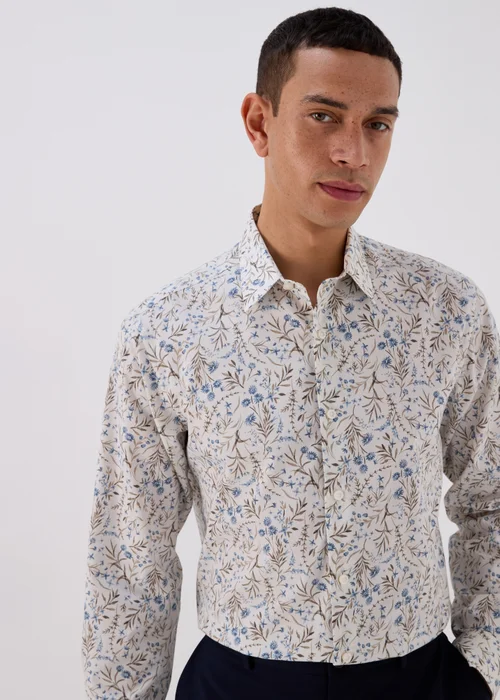 Taylor & Wright White Floral Print Long Sleeve Shirt - Small Image 3