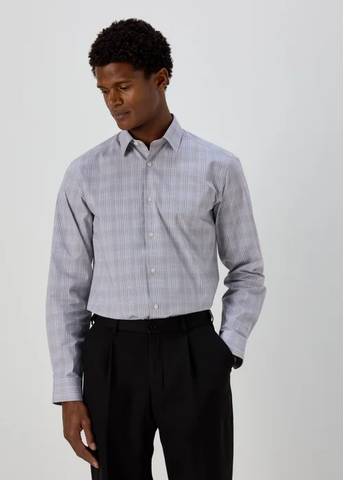 Taylor & Wright Grey & Blue Regular Fit Shirt - Small Image 1