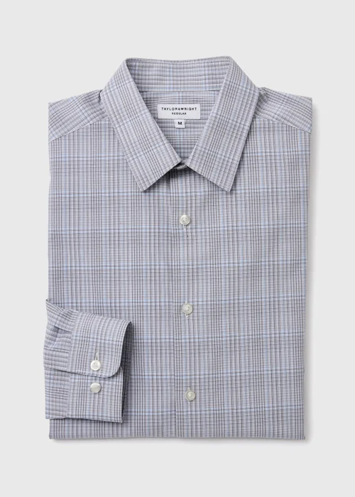 Taylor & Wright Grey & Blue Regular Fit Shirt - Small Image 4