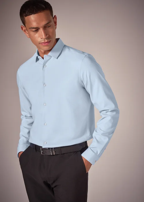Taylor & Wright Blue Slim Fit Twill Shirt - S Image 1