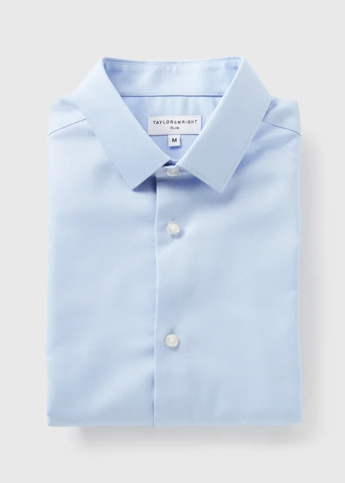 Taylor & Wright Blue Slim Fit Twill Shirt - S Image 4