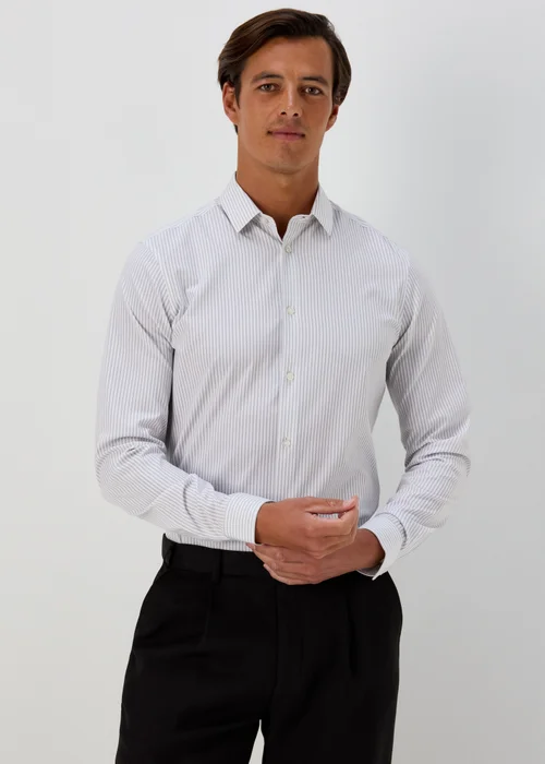 Taylor & Wright Grey Stripe Slim Fit Shirt - S Image 1