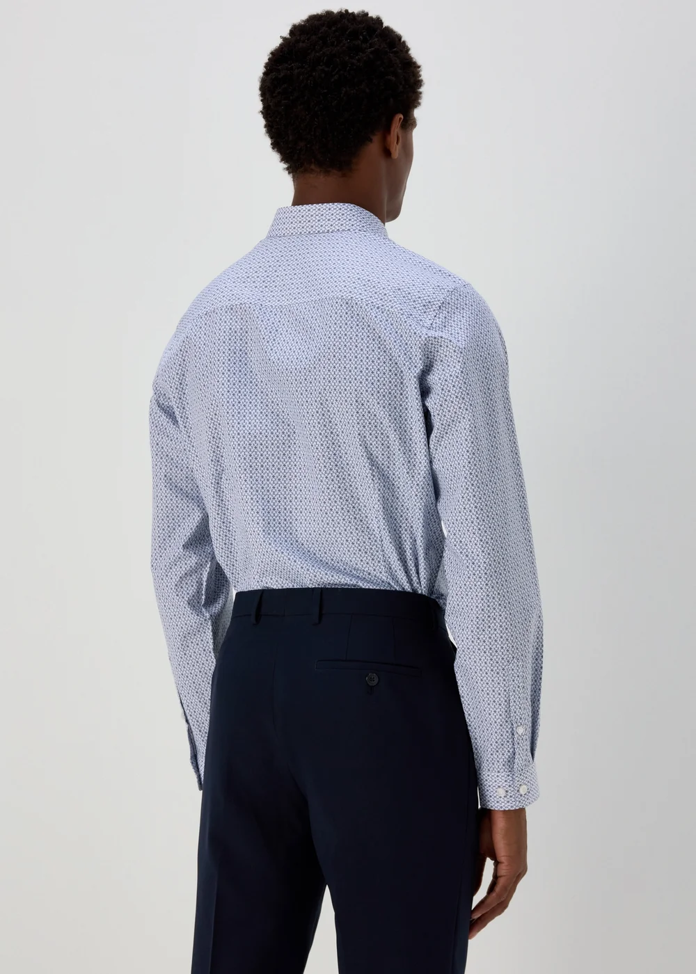 Taylor & Wright Blue Geo Leaf Print Slim Fit Shirt - Small Image 2
