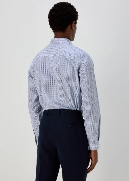 Taylor & Wright Blue Geo Leaf Print Slim Fit Shirt - Small Image 2