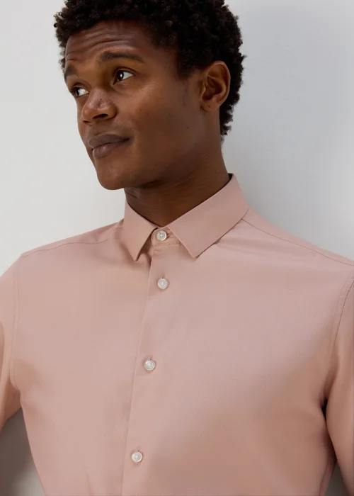 Taylor & Wright Pink Slim Fit Twill Shirt - S Image 3
