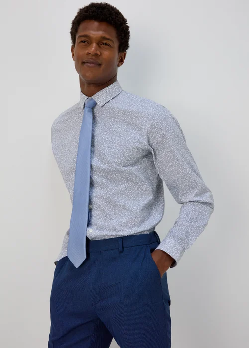 Taylor & Wright Grey Floral Slim Fit Shirt - Small Image 1