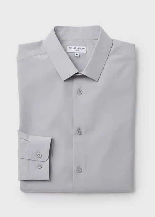 Taylor & Wright Grey Slim Fit 4 Way
Stretch Shirt - S Image 5