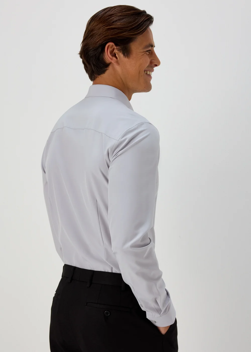 Taylor & Wright Grey Slim Fit 4 Way
Stretch Shirt - S Image 2