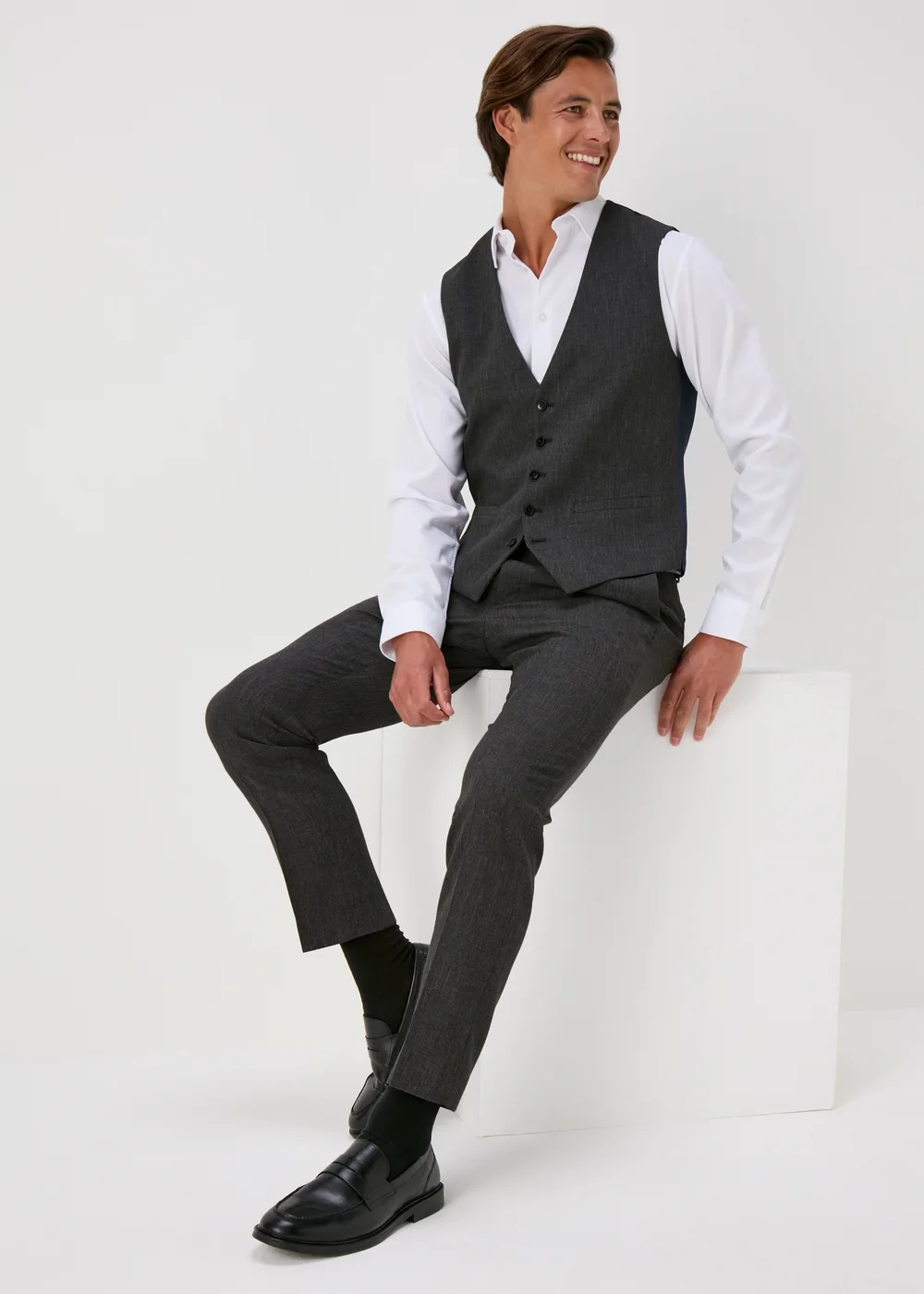 Taylor & Wright Charcoal Albert Tailored Fit Trousers - 32 Waist 29 Leg Image 4