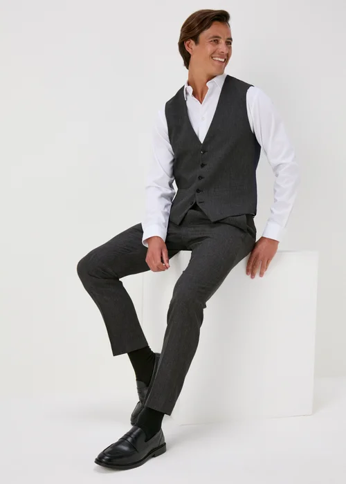 Taylor & Wright Charcoal Albert Tailored Fit Trousers - 32 Waist 29 Leg Image 4