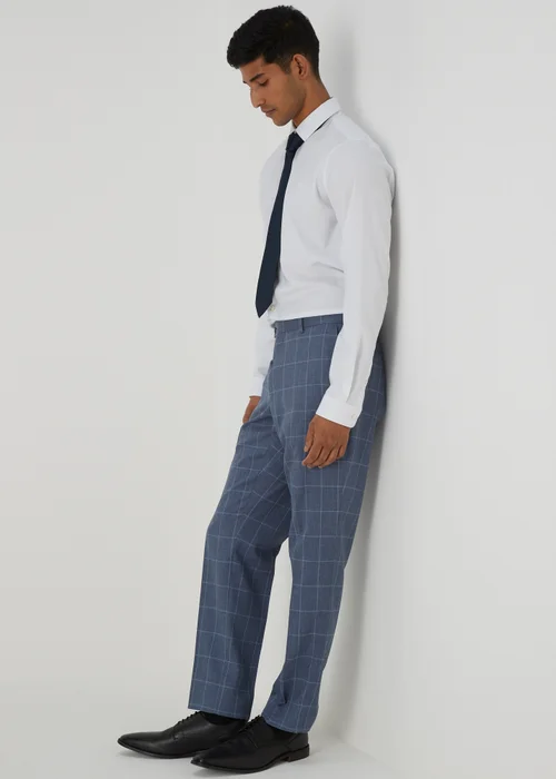 Taylor & Wright Franklin Blue Tailored Fit Trousers - 32 Waist 29 Leg Image 1