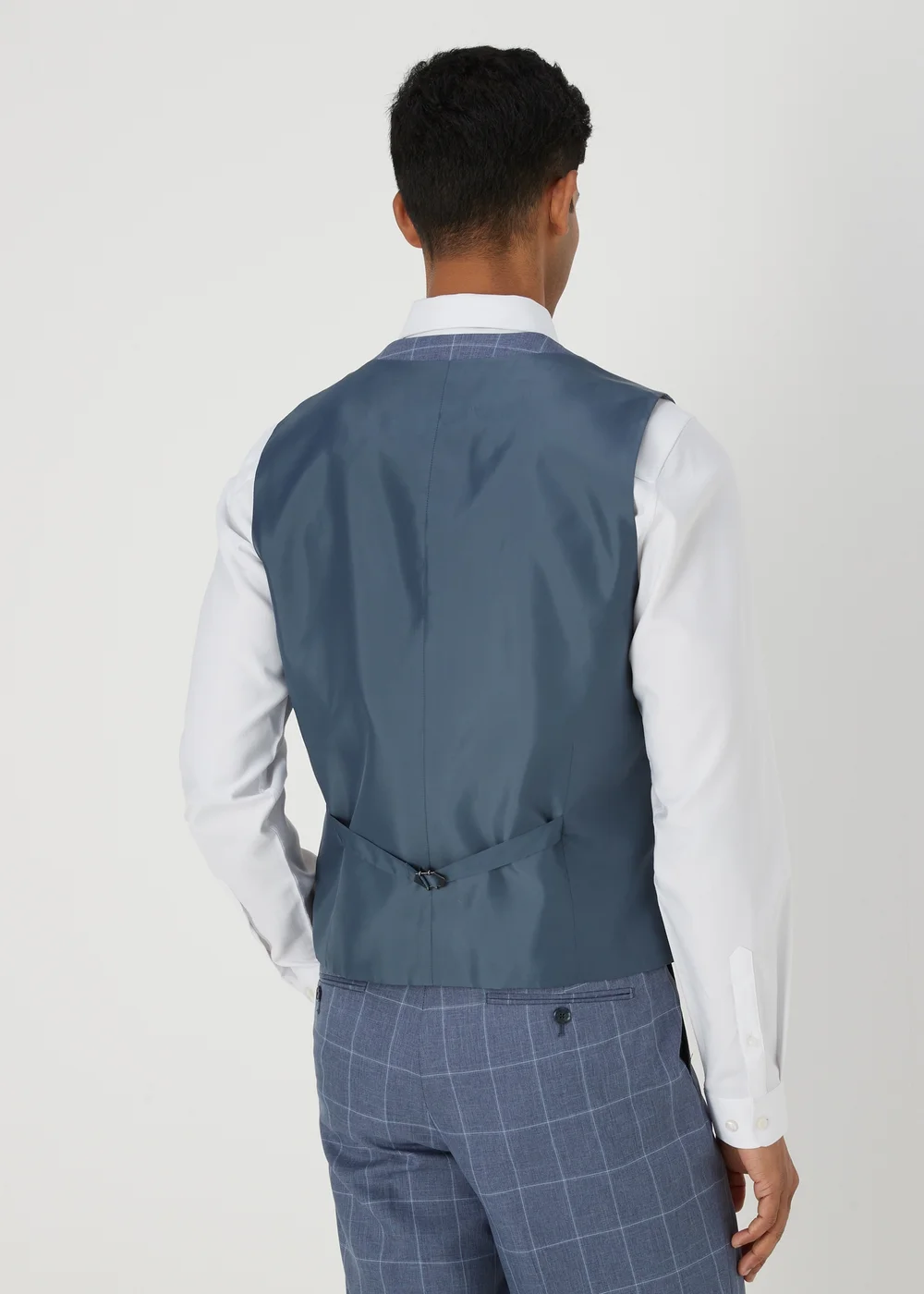 Taylor & Wright Franklin Blue Check Tailored Fit Waistcoat - Small Image 4