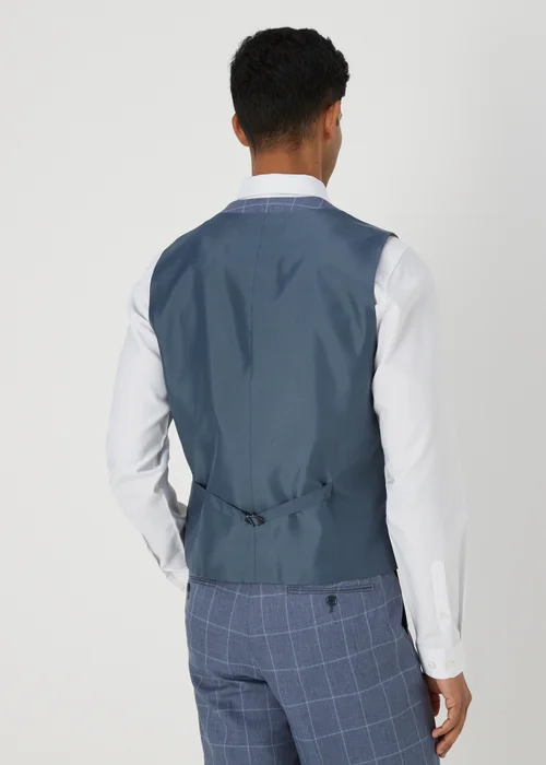 Taylor & Wright Franklin Blue Check Tailored Fit Waistcoat - Small Image 4