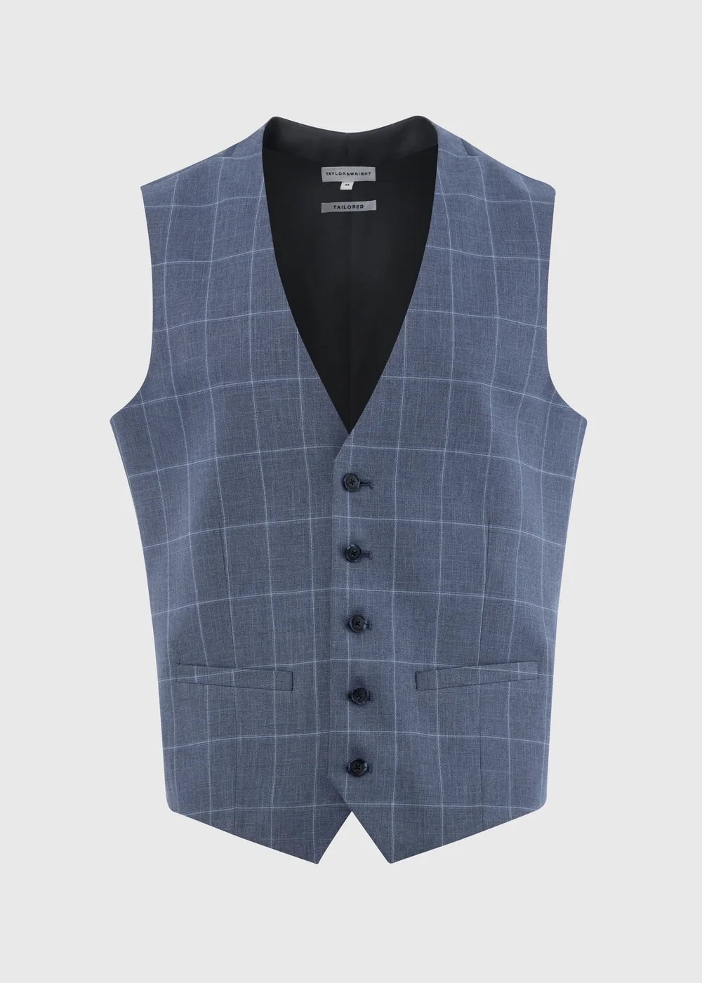 Taylor & Wright Franklin Blue Check Tailored Fit Waistcoat - Small Image 5