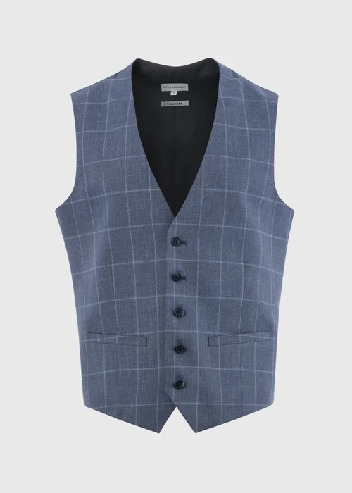 Taylor & Wright Franklin Blue Check Tailored Fit Waistcoat - Small Image 5