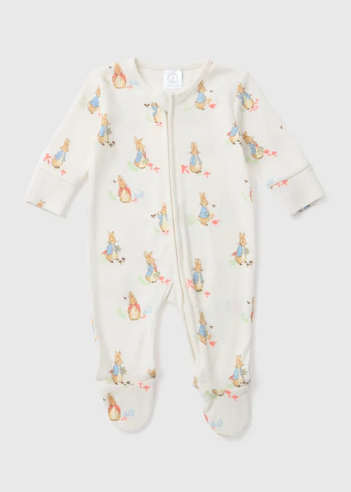 Baby Peter Rabbit Cream Sleepsuit (Newborn-12mths) - Newborn Image 1