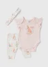 Baby Peter Rabbit Pink 3 Piece Bodysuit Headband & Leggings Set (Newborn-18mths) - Newborn Image 1