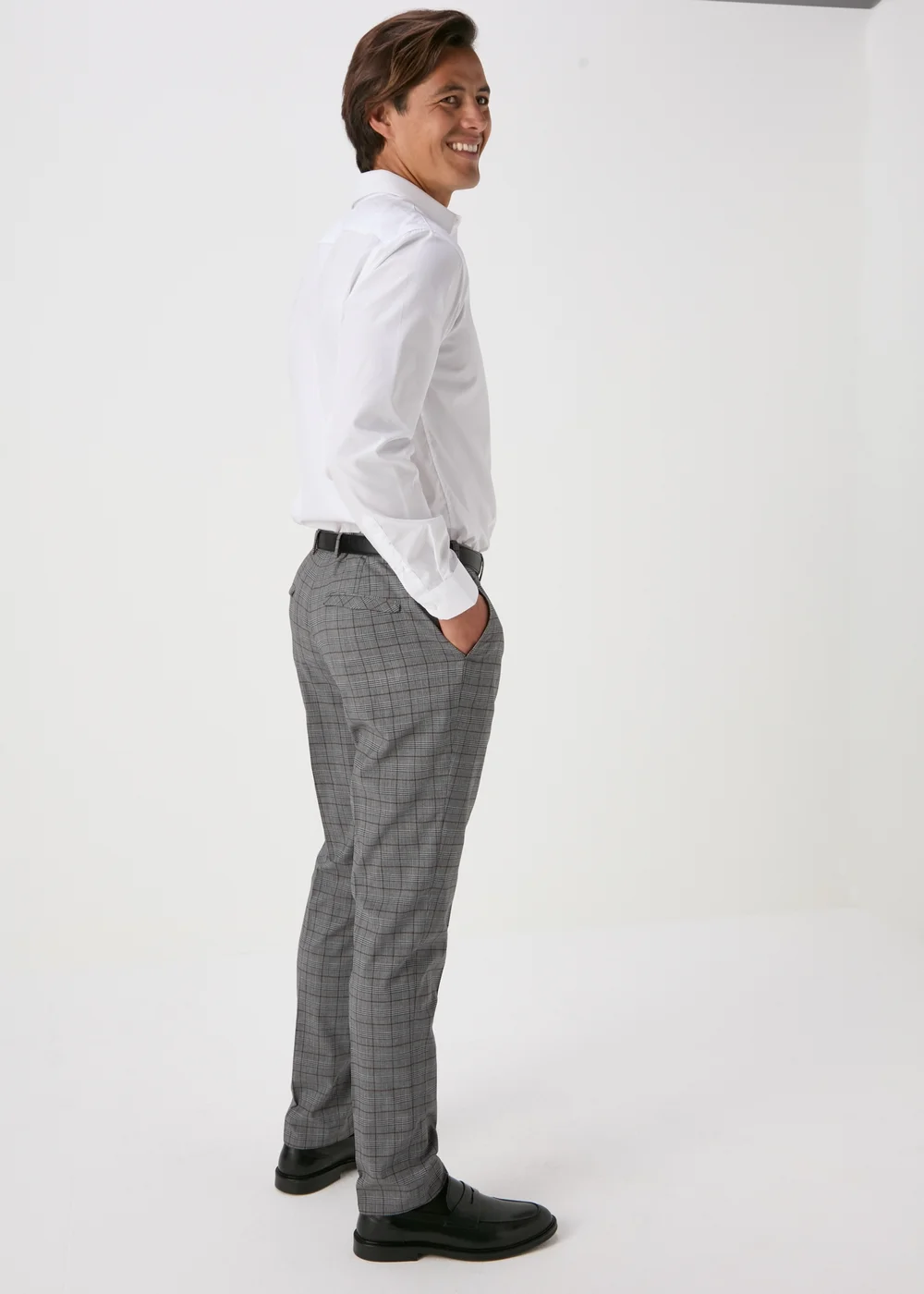 Taylor & Wright Grey Nelson Checked Tailored Fit Trousers - 32 Waist 29 Leg Image 2
