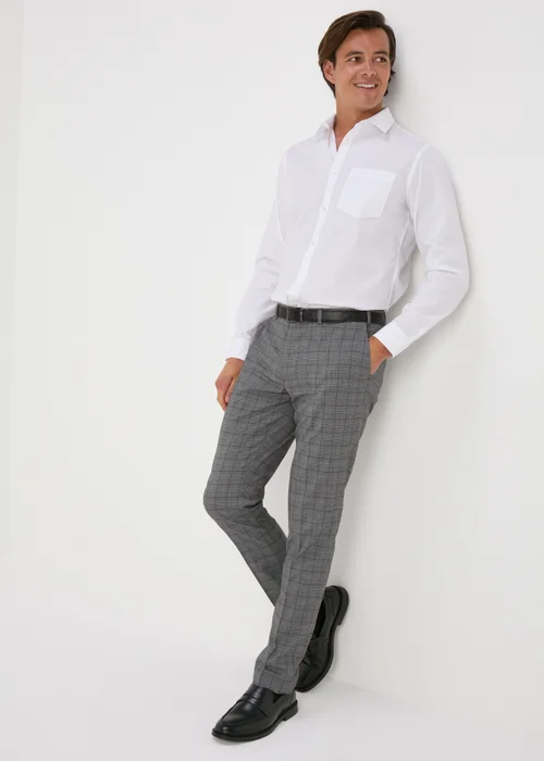Taylor & Wright Grey Nelson Checked Tailored Fit Trousers - 32 Waist 29 Leg Image 1