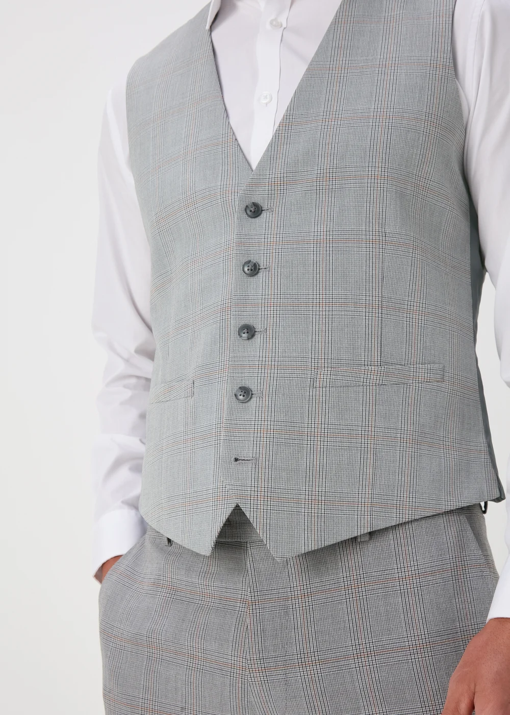 Taylor & Wright Nelson Grey Tailored Fit Waistcoat - Small Image 3