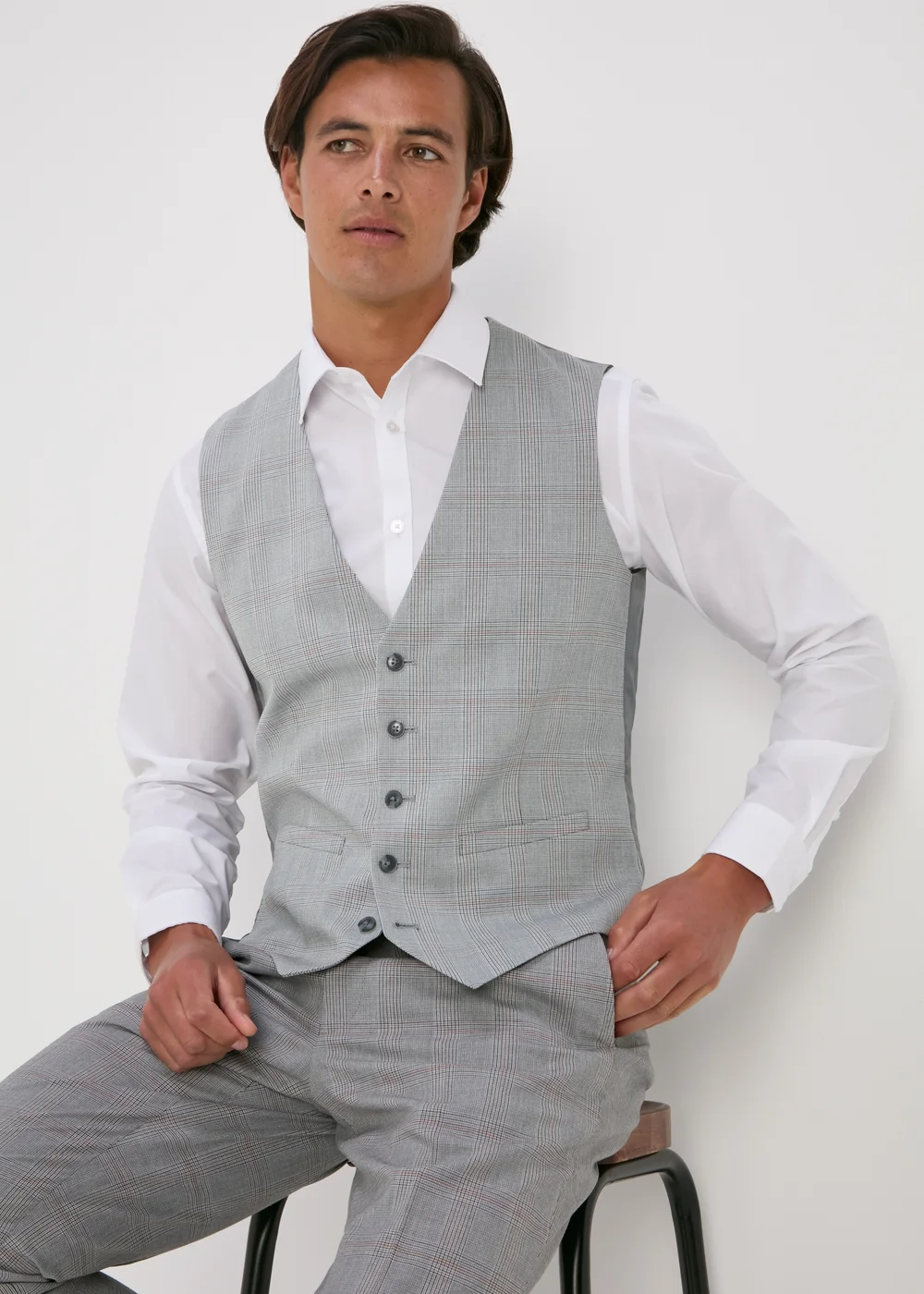 Taylor & Wright Nelson Grey Tailored Fit Waistcoat - Small Image 1