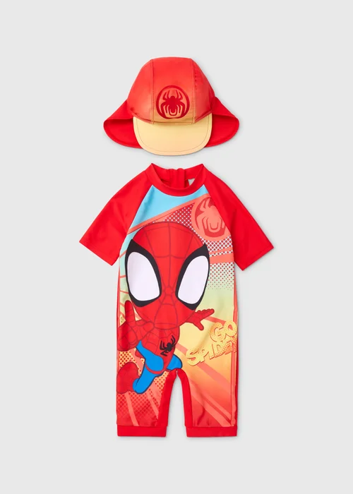 Marvel Boys Red Spidey & Friends Surf Suit (3 mths-5 yrs) - 2-3 Yrs Image 1