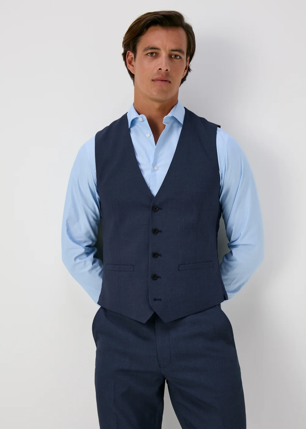 Taylor & Wright Lennon Blue Slim Fit Waistcoat - Small Image 4