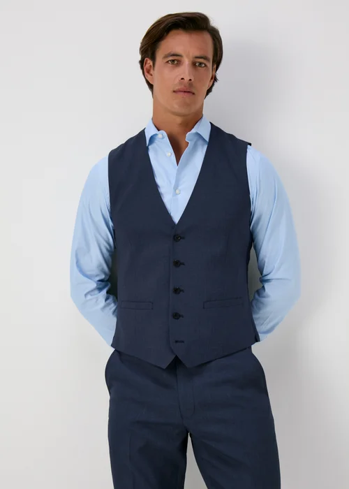 Taylor & Wright Lennon Blue Slim Fit Waistcoat - Small Image 4