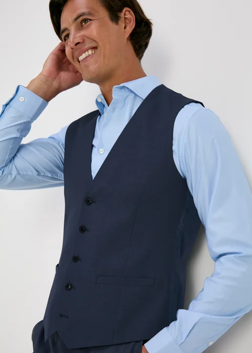 Taylor & Wright Lennon Blue Slim Fit Waistcoat - Small Image 1