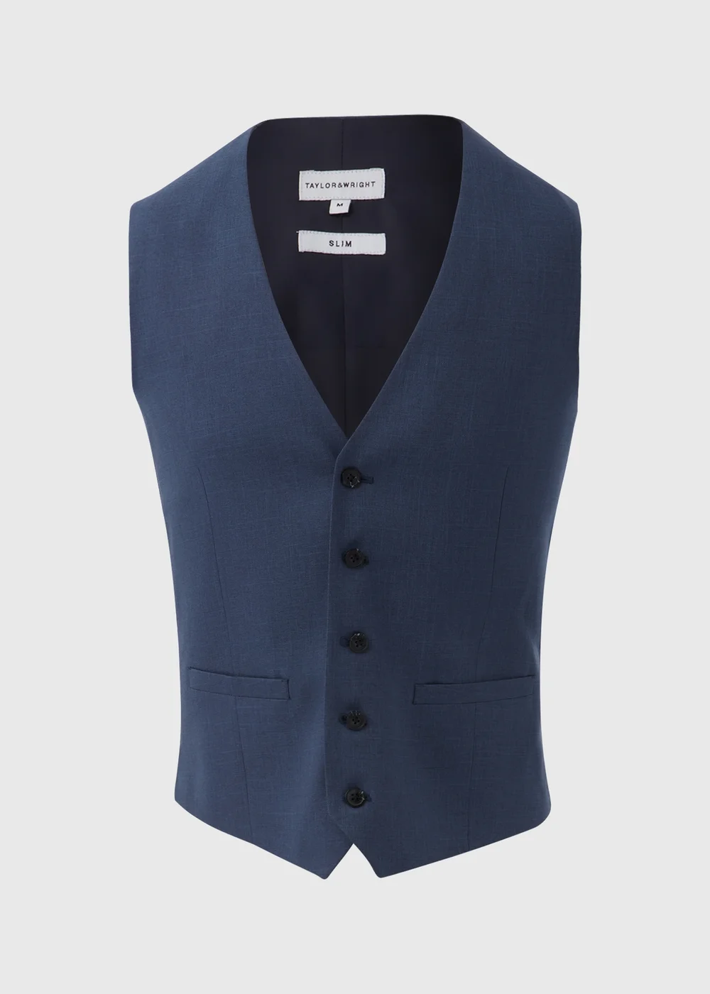 Taylor & Wright Lennon Blue Slim Fit Waistcoat - Small Image 5