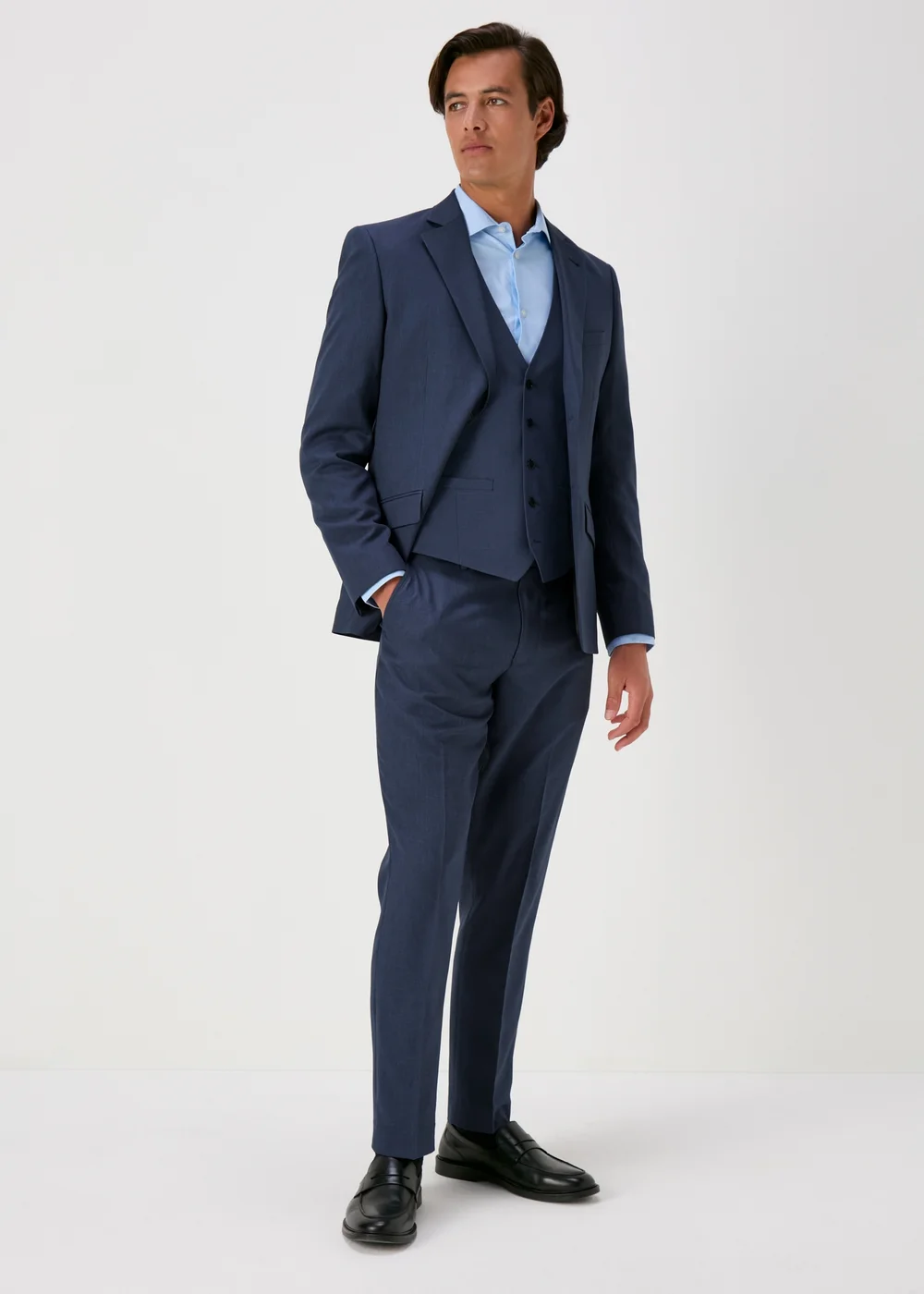 Taylor & Wright Lennon Blue Slim Fit Waistcoat - Small Image 2