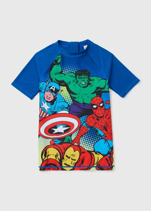 Marvel Boys Blue Rash Vest Shorts (2-11yrs) - 2-3 Yrs Image 1