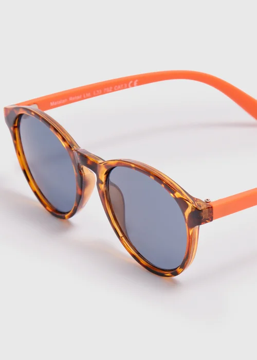 Kids Orange Tortoise Round Glasses (3+yrs) - One Size Image 2