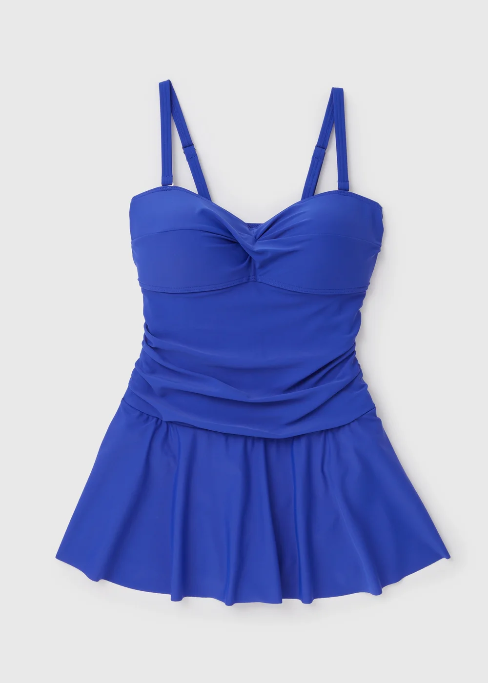 Blue Solid Cupped Swim Dress - 10 Image 7